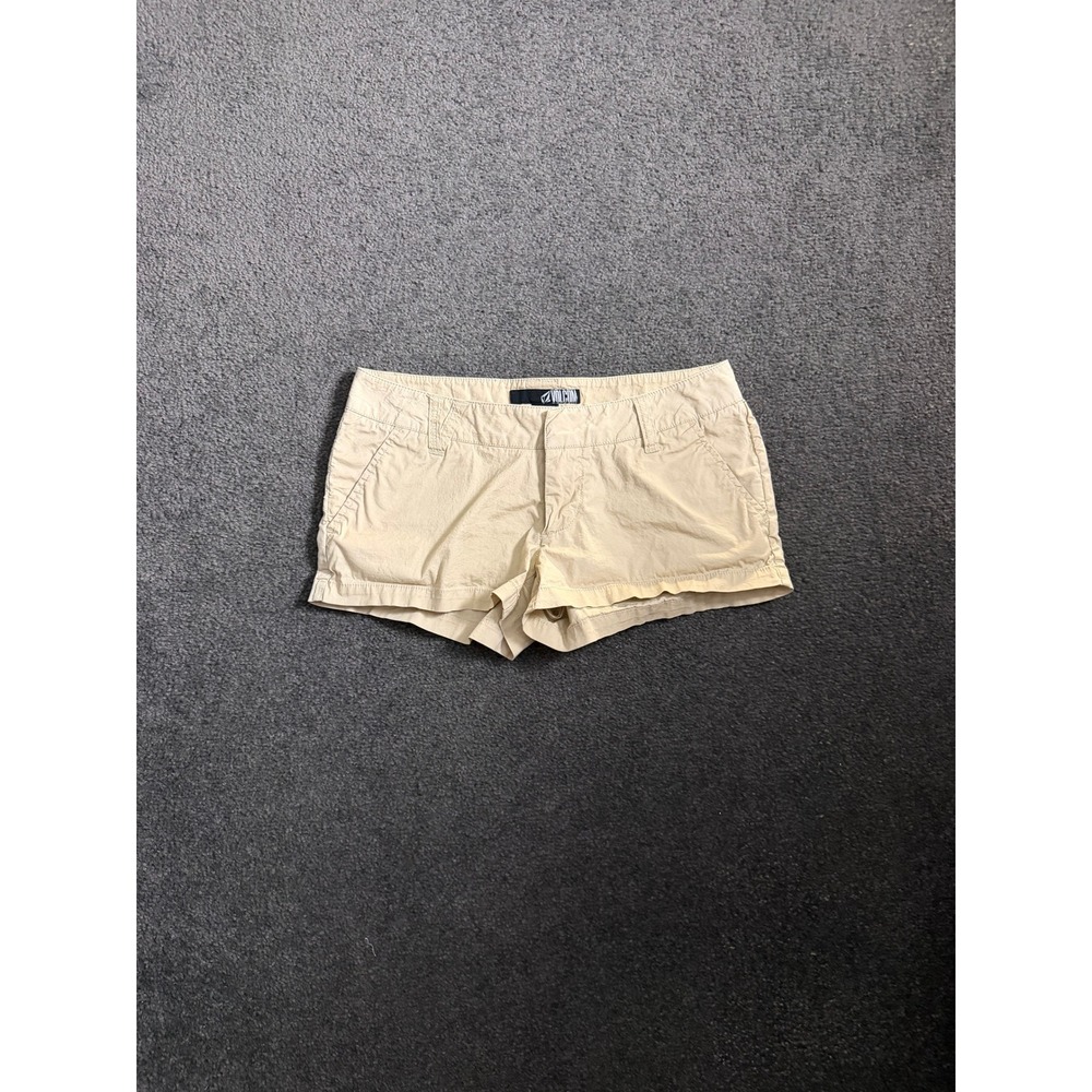 Volcom Tune 2.5 Inch Shorts Tan Khaki Low Rise Cotton Stretch Size 0 B0911012